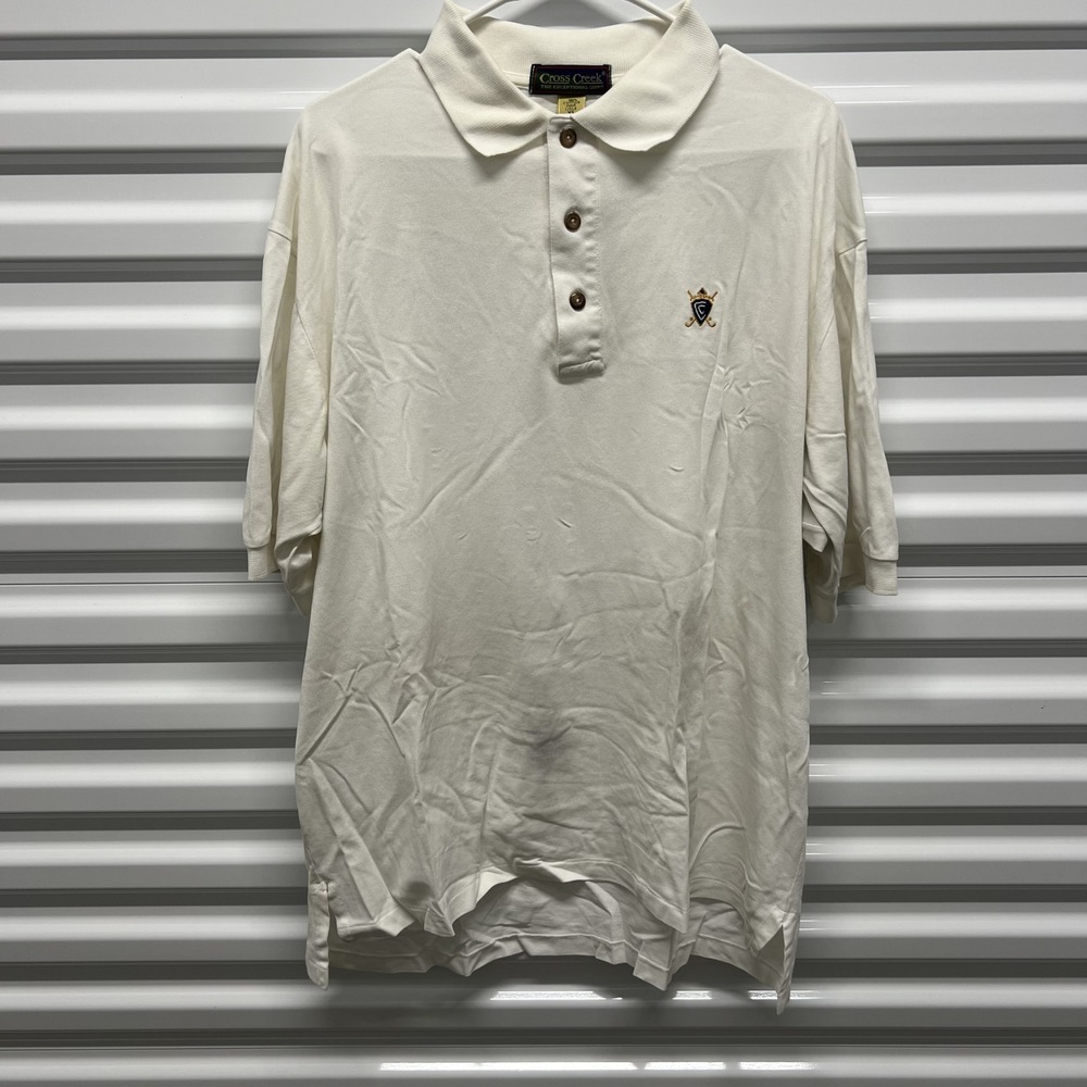 Cross Creek XL Mens Polo Shirt White Pima Cotton Lisle Golf Short Sleeve USA — photo 2